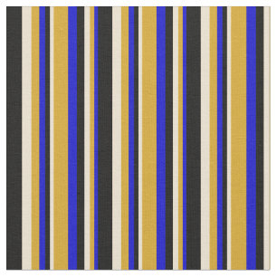 Blau, Goldenrod, Beige und schwarz gefärbte Linien Stoff