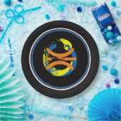 Blau/goldgelb/schwarz Basketball 9" Teller (Party)