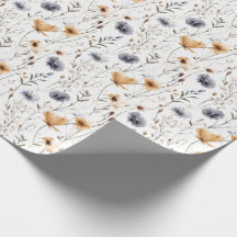 Blau Grau Beige Braun Weiß Boho Blumen Geburtstag
