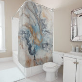 Blau, grau, Bronze, cremefarben abstrakt, modern Duschvorhang (Beispiel)