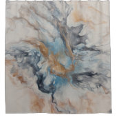 Blau, grau, Bronze, cremefarben abstrakt, modern Duschvorhang (Vorderseite)