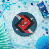 Blau-Grau-geometrisch personalisiert Pappteller (Party)