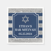 Blau, grau gestreifte Bar Mitzvah Serviette (Vorderseite)