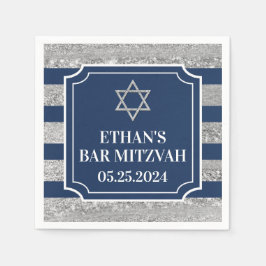 Blau, grau gestreifte Bar Mitzvah Serviette