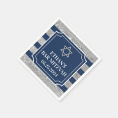 Blau, grau gestreifte Bar Mitzvah Serviette (Ecke)