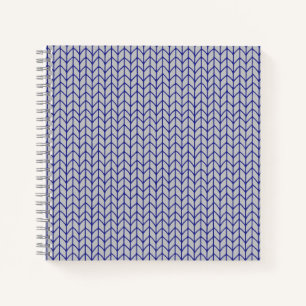 BLAU-GRAU-GESTRICKT 22x22cm Spiralblock Notizblock