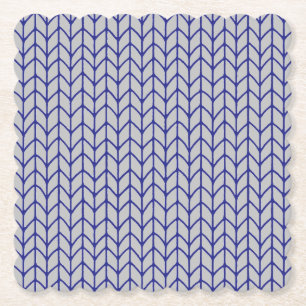 BLAU GRAU GESTRICKT Gewellte viereckige Papierserv Untersetzer