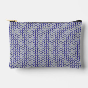 BLAU GRAU GESTRICKT Kleine Accessoiretasche Zubehörtasche