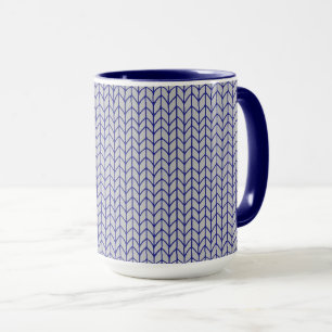BLAU GRAU GESTRICKT Navy Combo Becher Tasse