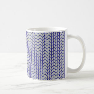 BLAU-GRAU-GESTRICKTE Weiße Tasse