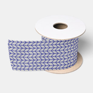 BLAU-GRAU GESTRICKTES 3" breites Satinband