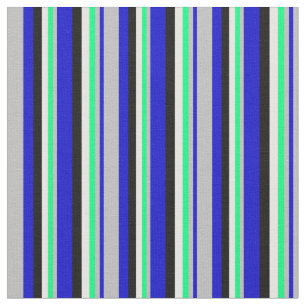 Blau, Grau, Grün, Minzcreme und Schwarz Stoff