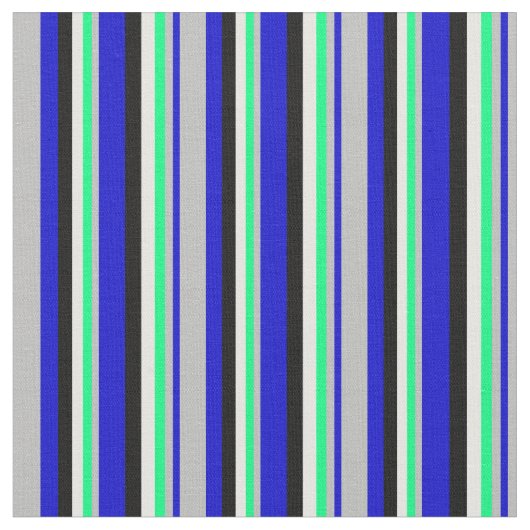 Blau, Grau, Grün, Minzcreme und Schwarz Stoff (Nahaufnahme)