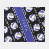 Blau grau I Liebe Volleyball mädchenhaft personali Fleecedecke (Vorderseite (Horizontal))
