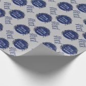 Blau & Grau Merry Winter Solstice Gesegnetes Weihn Geschenkpapier (Ecke)