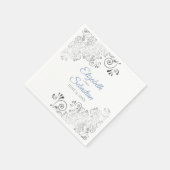 Blau & Grau mit Silver Frills Elegante Hochzeit Serviette (Ecke)