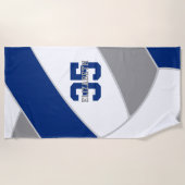 blau grau oder JA farbig personalisierte Volleybal Strandtuch (Vorderseite)