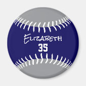 blau grau oder JEDES Team Farben Softball Baseball Magnet (Vorne)
