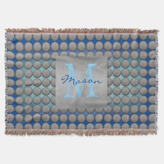 Blau & Grau Polka Dot Muster Decke (Vorderseite)