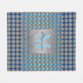 Blau & Grau Polka Dot Muster Fleecedecke (Vorderseite (Horizontal))