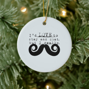Blau Grau Schwarz Lustig Humor Ich Schnurrbart Keramik Ornament