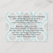 Blau-Grau und cremefarbene, elegante Damaske Begleitkarte (Rückseite)