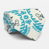 Blau-Grau und cremefarbene, elegante Damaske Krawatte (Gerollt)