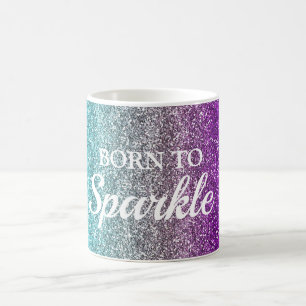Blau, Grau und Lila Glitzer Geboren zu Sparkle Kaffeetasse