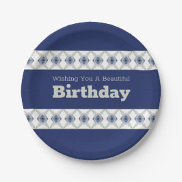 Blau, grau und weiß pappteller