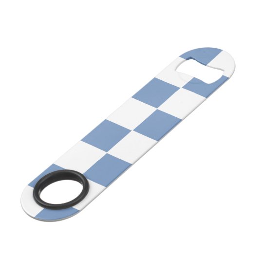 Blau/Grau und Weiß Speed Flaschenöffner (Vorderseite Schrägansicht)