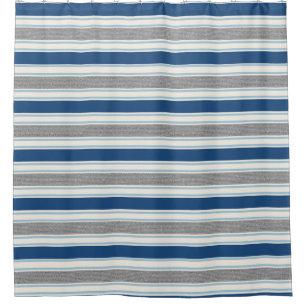Blau, grau und Weiß Striped Duschvorhang
