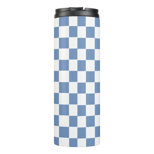 Blau/Grau und Weiß Thermosbecher (Rückseite)