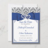 Blau, Grau, Weiße Liebe Herz Foto Save the Date (Vorderseite)