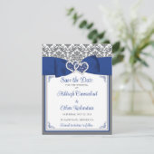 Blau, Grau, Weiße Liebe Herz Foto Save the Date (Stehend Vorderseite)