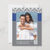 Blau, Grau, Weiße Liebe Herz Foto Save the Date (Rückseite)