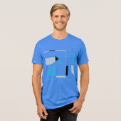 Blau, grau, zeitgenössischer geometrischer MCM-Loo Tri-Blend Shirt (Vorderseite voll)