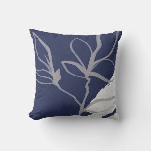 Blau-Graue Aquarell-Blatt-Design-Wurfkissen Kissen