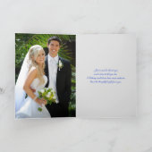 Blau, graue Blüte, Herz Hochzeit Dankeschön Karte (Innenseite)