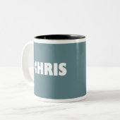 Blau-graue ChrisnamensTasse Zweifarbige Tasse (Vorderseite Links)