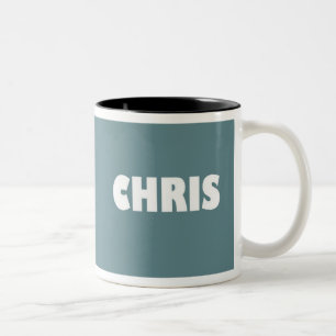 Blau-graue ChrisnamensTasse Zweifarbige Tasse