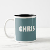 Blau-graue ChrisnamensTasse Zweifarbige Tasse (Links)