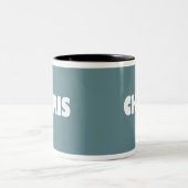 Blau-graue ChrisnamensTasse Zweifarbige Tasse (Mittel)