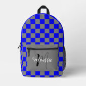 Blau-graue Farbe geprüft - Monogramm des Anfangsna Bedruckter Rucksack (Vorderseite)