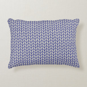 BLAU-GRAUE GESTRICKTE Akzentkissen Dekokissen