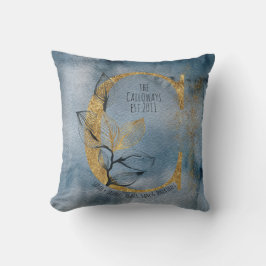 Blau-graue Goldgräber-C-Monogram-Kissen Kissen