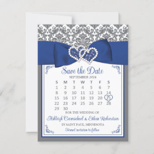 Blau, graue Liebe Herz Foto Save the Date
