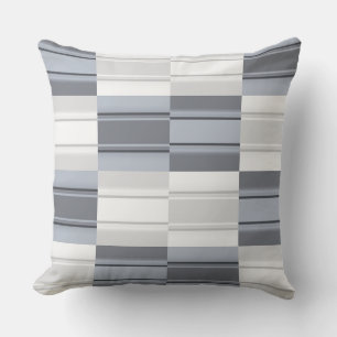 Blau-graue schwarze Muster-Quadrate Kissen