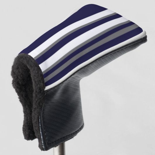 Blau-graue Streifen Putter Abdeckung Golf Headcover (3/4 Vorderseite)