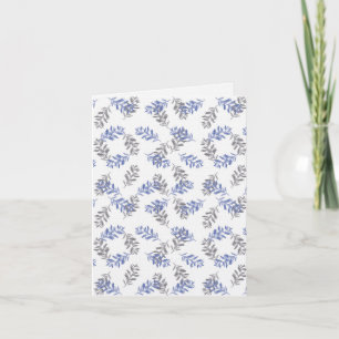 Blau-graues botanisches Aquarellmuster Dankeskarte