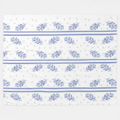 Blau-graues botanisches Aquarellmuster Fleecedecke (Vorderseite (Horizontal))